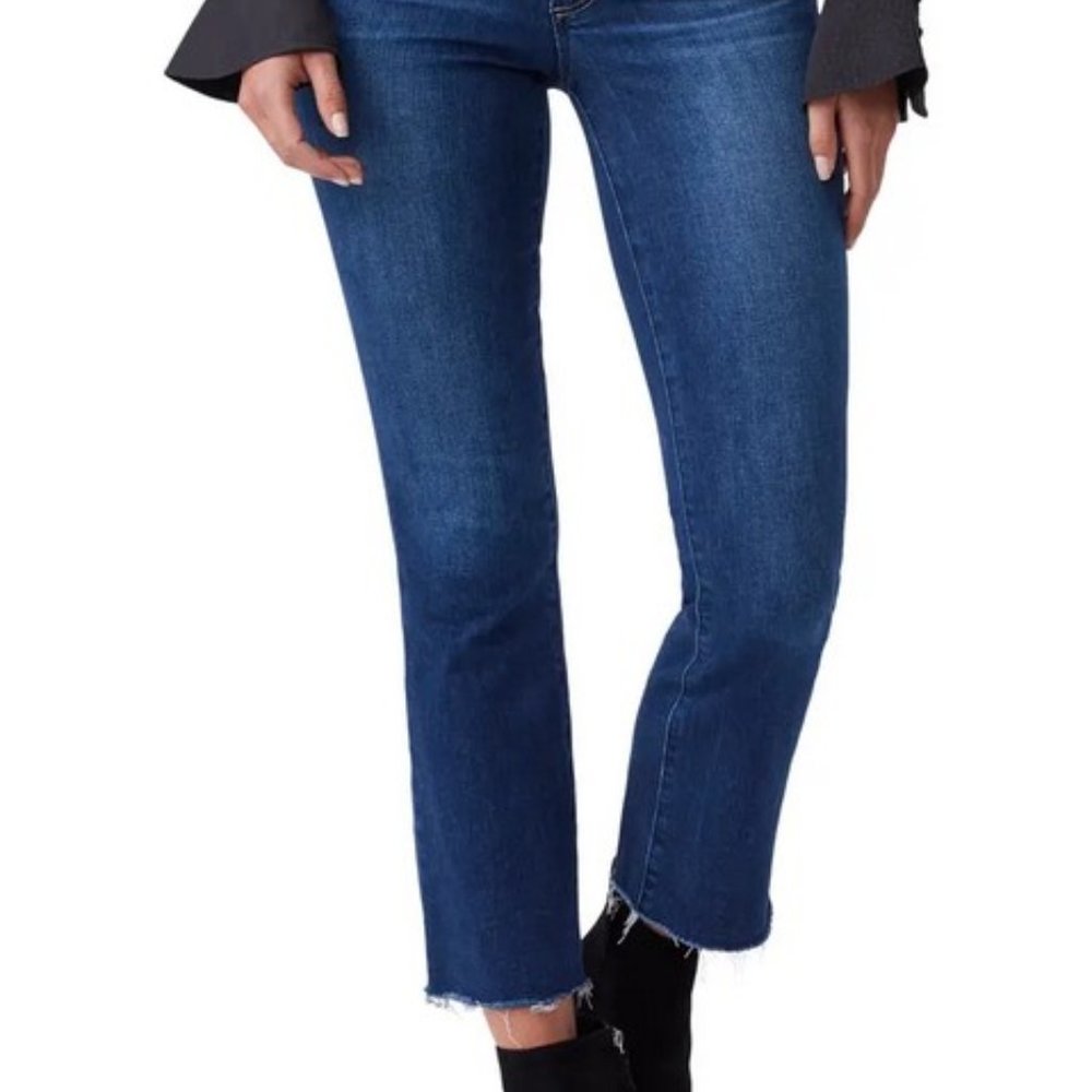 Paige Cropped Denim Colette Crop Flare Raw Hem